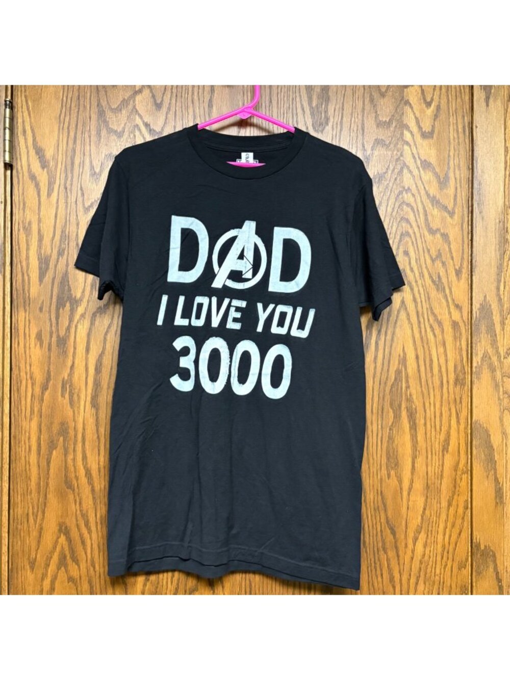 Dad I Love You 3000 Black Graphic T Shirt Mens Size Medium Marvel Avengers Tee
